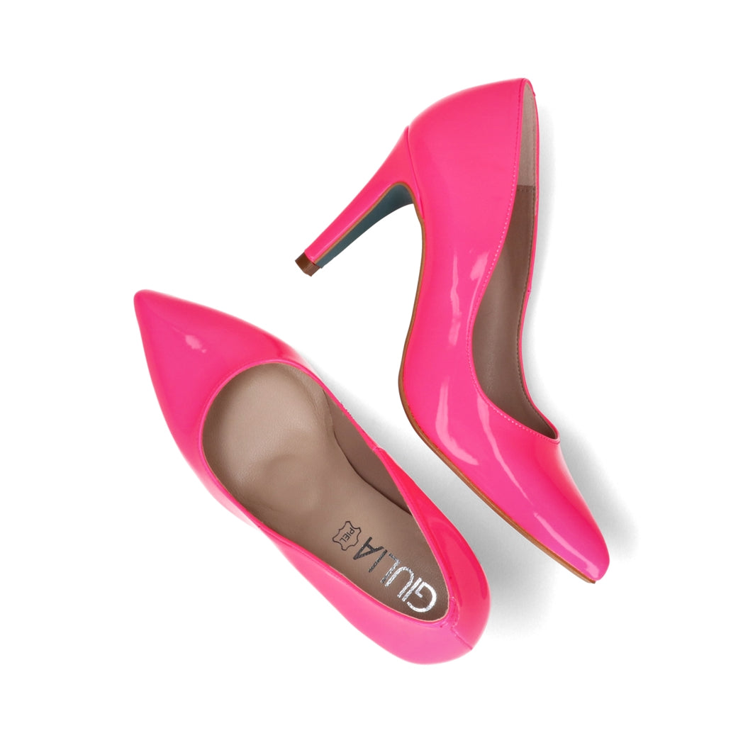 Hot Pink Hype 8cm Heels Stylish Comfortable Glossy Faux