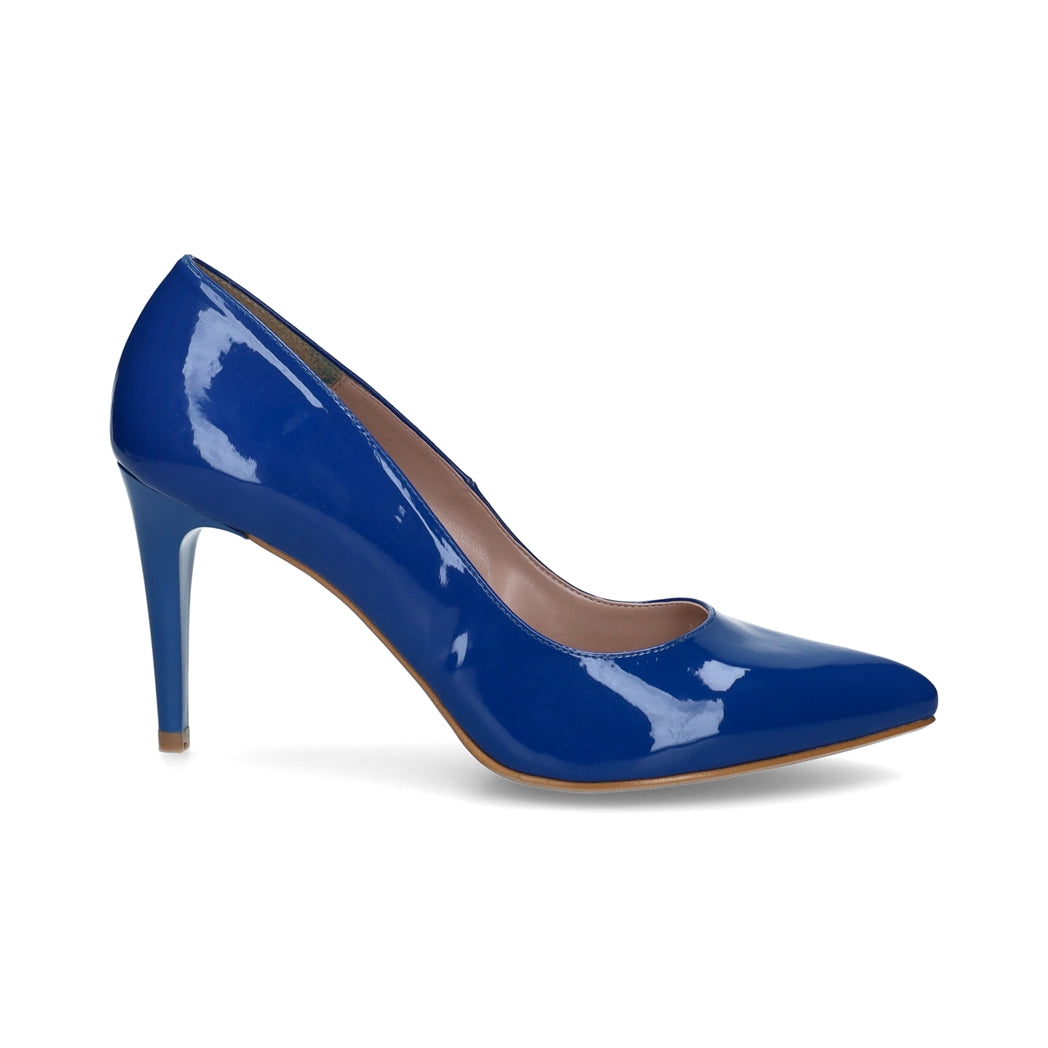 Escarpins Giulia Bleu Electrique à Talons Hauts Cuir Brillant